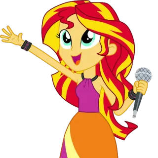 😀 Sunset Shimmer My Little Pony: Equestria Girls Sunset Shimmer, My Little Pony, Equestria Girls, Kartun, Karakter, Mikrofon, Gadis telegram sticker