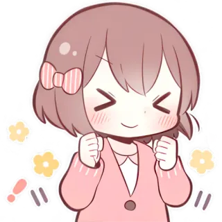 😀 애니메이션, 귀여운, 소녀, 카와이, 행복한 telegram sticker