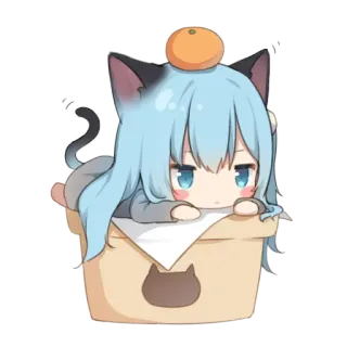 😶 mèo, anime, chibi, kawaii, cam, dễ thương telegram sticker
