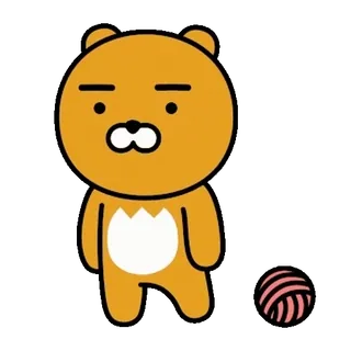 💬 Ryan ryan, kakao friends, oso, personaje de dibujos animados, kawaii, lindo telegram sticker