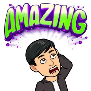 😳 AMAZING increíble, expresión, dibujo animado, bitmoji, reacción, asombrado telegram sticker