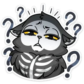 😑 gato, pregunta, confundido, dibujos animados, animal, pegatina whatsapp sticker
