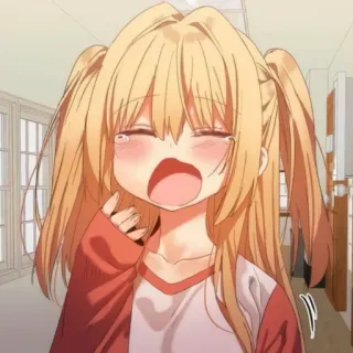 😪 อนิเมะ, ร้องไห้, ผู้หญิง, เศร้า, น้ำตา, ผมบลอนด์ telegram sticker