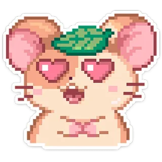 😍 ハムスター, かわいい, 愛, ピクセルアート, ハート目, 動物, ペット, 可愛い telegram sticker