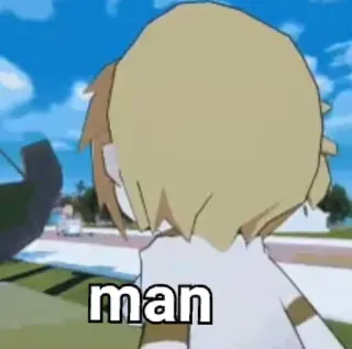 🦵 man anime, reaksi, meme, kartun telegram sticker