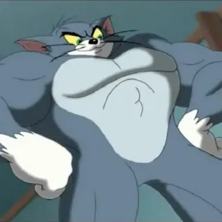 💪 Tom Cat gato, desenho animado, músculo, engraçado, Tom e Jerry telegram sticker