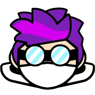 😀 Anime, Cartoon, Sticker, Paars haar, Bril telegram sticker