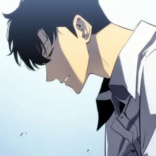 ✨ Anime, Uomo, Triste, Che guarda in basso, Capelli scuri whatsapp sticker
