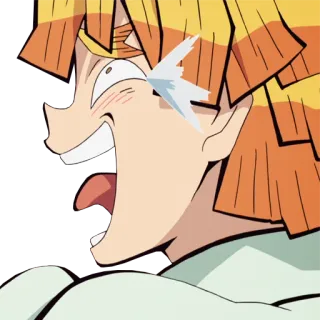 😂 Zenitsu Agatsuma Demon Slayer 애니메이션, 귀멸의 칼날, 젠이츠, 무서워, 웃긴, 표정 telegram sticker