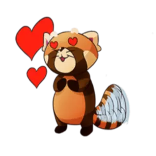 😍 panda merah, hati, imut, cinta, menggemaskan telegram sticker