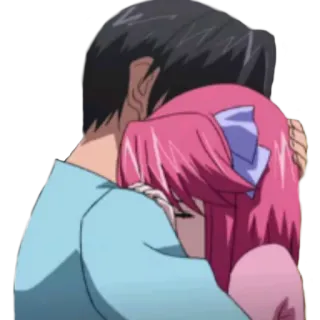 💑 Аниме, Объятия, Пара, Мультфильм, Романтика whatsapp sticker