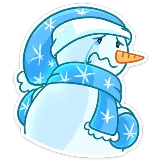 😢 Muñeco de nieve, Invierno, Triste, Llorando, Nieve, Dibujos animados, Estacional telegram sticker