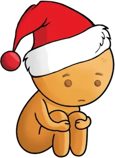 😟 kerst, kerstmuts, cartoon, verdrietig, eenzaam telegram sticker