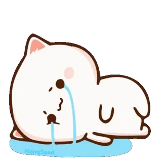 😭 HongSeed gatto, piangendo, triste, carino, kawaii, cartone animato telegram sticker