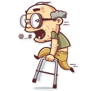 🏃 @..# enojado, viejo, dibujos animados, andador, maldecir, insulto telegram sticker