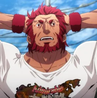😩 Admirable Anime, Personagem, cabelo ruivo, camiseta whatsapp sticker
