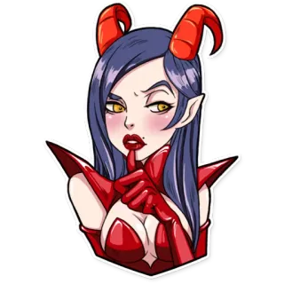 🤔 демон, дьявол, суккуб, фэнтези, рога, искусительница telegram sticker