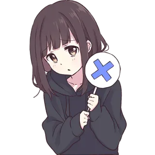 🙅‍♀ anime, girl, cross, no, sad whatsapp sticker