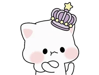 ❤️ mèo, dễ thương, vương miện, kawaii, trắng, động vật whatsapp sticker
