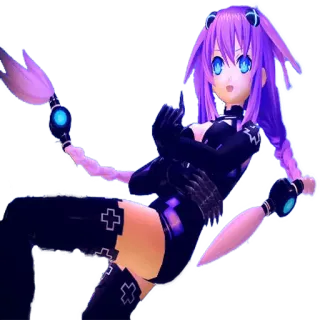 😝 Neptune Hyperdimension Neptunia Animé, Jeu vidéo, Mignon, Cheveux violets, Personnage telegram sticker