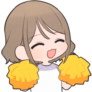 😀 はーい！ Черлидер, Аниме, Мультфильм, Девушка, Поддержка, Помпоны telegram sticker