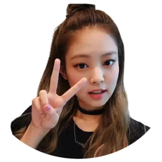 ✌️ Jennie Kim Kポップ, 歌手, 人, 有名人, 女性, ピースサイン telegram sticker