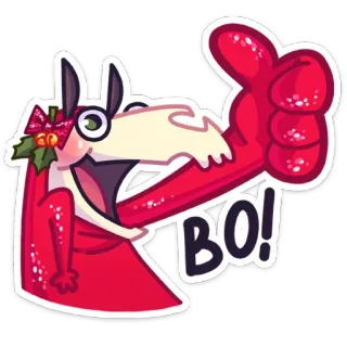 👍 BO! lama, dessin animé, animal, noël, fête, mignon whatsapp sticker