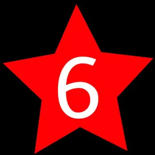 6⃣ 6 nomor, bintang merah, bintang, merah, nomor 6 telegram sticker