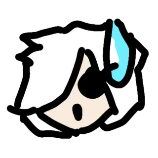 😥 аниме, капля пота, белые волосы, мультфильм, лицо, нервный telegram sticker