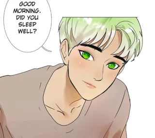 🙂 GOOD MORNING. DID YOU SLEEP WELL? anime, kreskówka, dzień dobry, dobranoc, powitanie telegram sticker