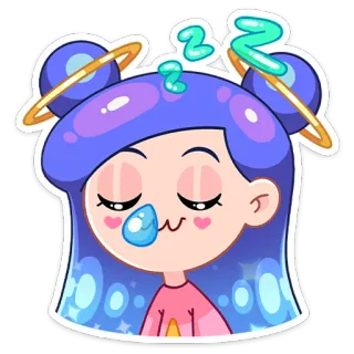 😔 imut, tidur, kartun, gadis, lelah telegram sticker