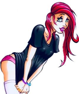 ↙️ cartone animato, donna, rosa, rosso, ragazza whatsapp sticker