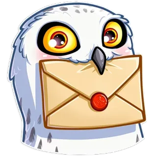 ✉️ cú, thư, động vật, dễ thương, thư từ, chim telegram sticker