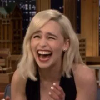 😂 Emilia Clarke attrice, celebrità, Emilia Clarke, che ride, ritratto telegram sticker