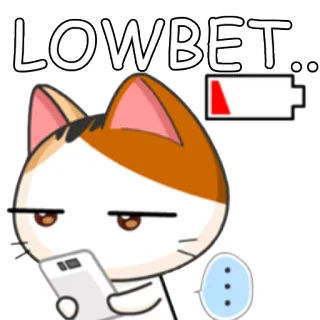 😑 LOWBET. gato, bateria fraca, emoji, adesivo, fofo, cansado telegram sticker