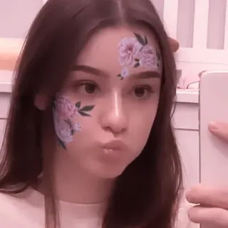 🐠 flor, floral, cara, mujer joven, estético, lindo telegram sticker
