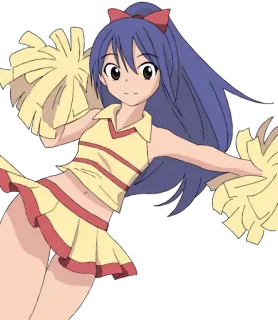 🎊 Cheerleader, Anime, Mädchen, Cartoon, Pompons, Uniform telegram sticker