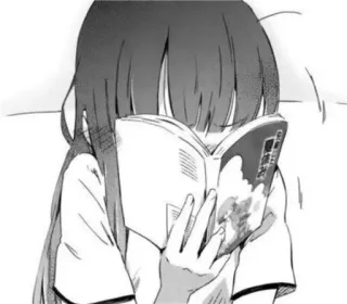 💧 Gadis anime, Membaca, Buku, Manga, Kawaii, Pelajar telegram sticker