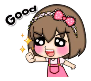 👍 Good cute, girl, good, positive, thumbs up, adorable telegram sticker