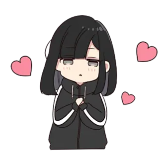 🥰 Anime, Dibujos animados, Lindo, Chibi, Corazón, Kawaii, Chica, Personaje whatsapp sticker