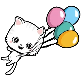 🎈 고양이, 새끼 고양이, 풍선, 귀여운, 동물, 스티커 telegram sticker