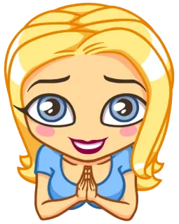 🙏 Cartoon, Frau, Blond, Bittend, Süß whatsapp sticker