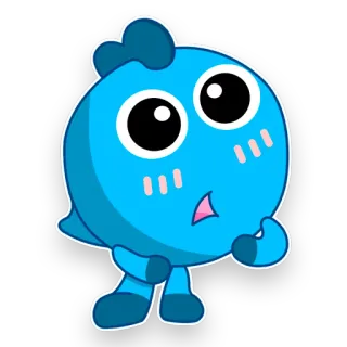 😮 만화, 귀여운, 파란색, 캐릭터 telegram sticker