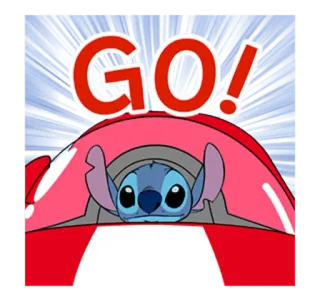 🚗 Stitch GO! disney, cartoni animati, corsa, spazio, alieno, animato telegram sticker