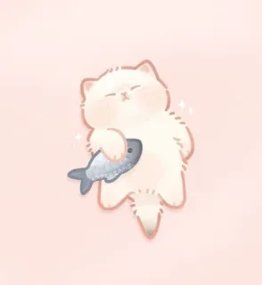 🐱 chat, poisson, mignon, animal, autocollant telegram sticker