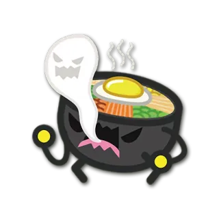 👻 生气的食物, 卡通, 食物, 鬼, 碗, 可爱 telegram sticker