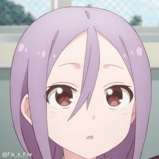 😅 @Fix_x_Fox 动漫, 女孩, 紫色头发, 可爱, 卡通, 肖像 telegram sticker