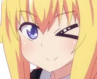 😉 Anime, Cartoon, Meisje, Blond, Knipoog, Leuk telegram sticker