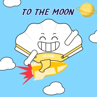 🚀 TO THE MOON luna, cohete, finanzas, inversión, LBank, cielo, nubes telegram sticker