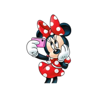 📷 Minnie Mouse cartone animato, Minnie, Disney, topo, personaggio, selfie, animato telegram sticker